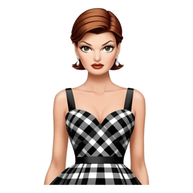 Linda Evangelista in black and white tartan evening dress sticker