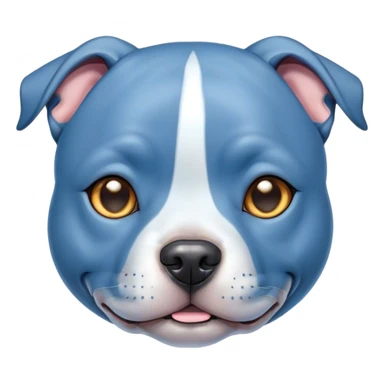 Cinematic Cute Blue Staffordshire Bull Terrier Portrait Emoji, Head tilted playfully and inquisitively, featuring a glossy blue Fur with a healthy sheen, round, sparkling dark eyes filled with curiosity, Simplified yet irresistibly adorable features, highly detailed, glowing with a warm, friendly glow, high shine, affectionate and spirited, stylized with a touch of whimsy, bright and endearing, soft glowing outline, capturing the essence of a mischievous yet loving pup, so playful it feels like it could bound out of the screen and into your arms! sticker