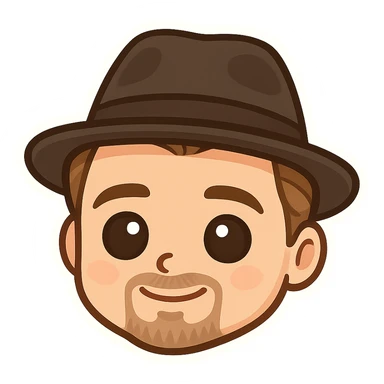 adorable chibi cartoon face of Leonardo DiCaprio wearing a fedora, simple emoji style, big eyes, cute and simplified sticker
