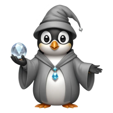 penguin wizard with a crystal ball sticker