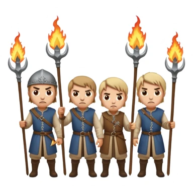les villagois avec des fourches ou des torches sapé en moyen age sticker