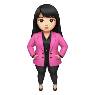 Latina girl with bangs black long hair plus size black and pink blazer sticker