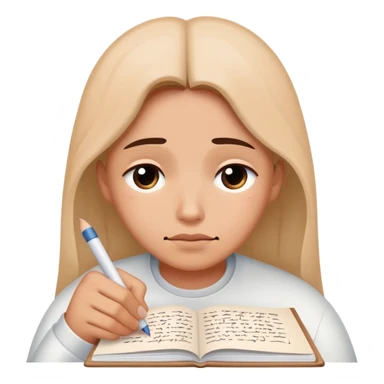 Person writing "Dear God" on paper with hopeful tearful expression sticker