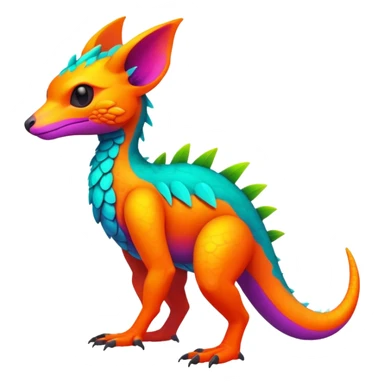 Exotic Tropical futuristic lush warm-colored neon-colored Fakémon-Trico-creature (full body) sticker