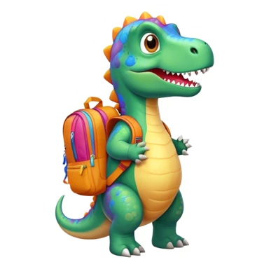 Dinosaur with a dinosaur backpack sticker