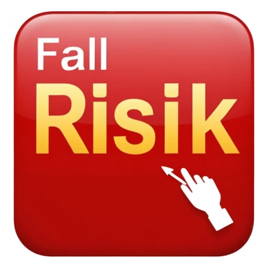 The Letters “fall risk” on a red square sticker
