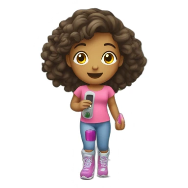 A kid using her insulin pump while playing in a park sticker