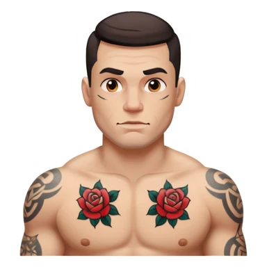 tattoo man, white skintone,tattoos on face, more visible, bulky man with tattos on his chest. sticker