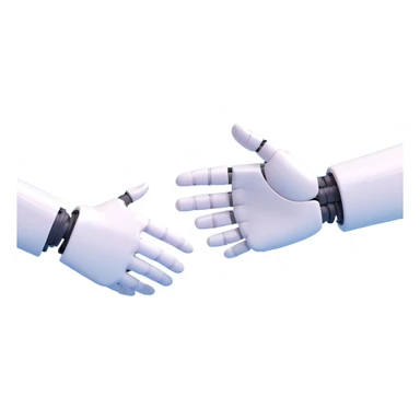 a human hand and a robot hand shaking, 3D style with soft shadows sticker