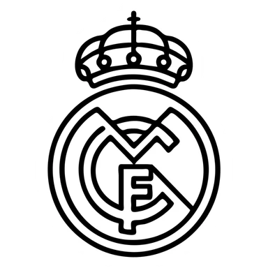 Real Madrid crest simplified as a minimal outline, white and gold, no text, icon style sticker