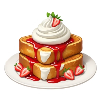 French toast with strawberry on top and whipped cream sticker