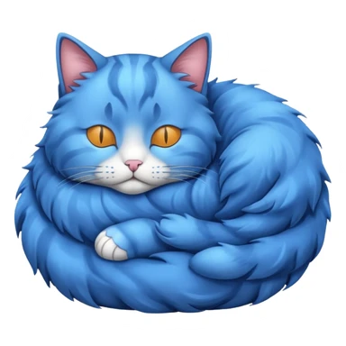 Curled Sleeping Cat blue sticker