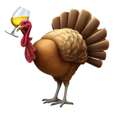 A turkey drinking a glass of Chardonnay sticker