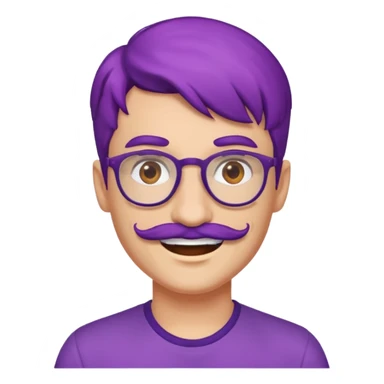 mustached purple haired spectacled happy sticker