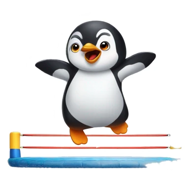 Little penguin jumping on the trampoline sticker