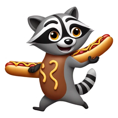 Dancing raccoon with a hotdog  sticker