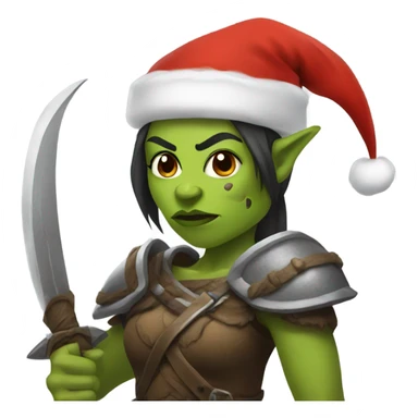 orc female warrior with santa hat sticker