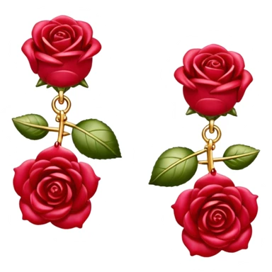 Hyper Realistic isolated, detailed, gold Dolce and Gabbana gold earrings with ruby gemstone roses sticker