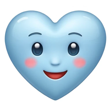 apple style emoji heart in soft muted blue, simple and light-hearted sticker