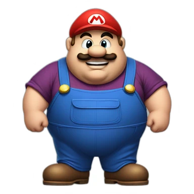 fat plumber with a costume of mario bros sticker