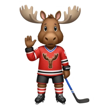 A moose with a hockey jersey with the letters YWS on it  sticker