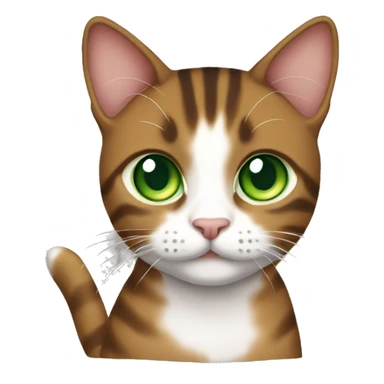green eye, brown tabby girly cat whole body sticker