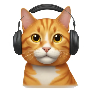 orange cat wearing headphones sticker