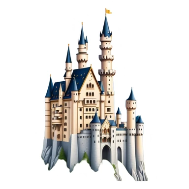 Cinematic Realistic Neuschwanstein Castle Landmark Emoji, depicted as the fairy‚Äêtale castle set against a mountainous backdrop rendered with dramatic lighting and intricate textures. sticker