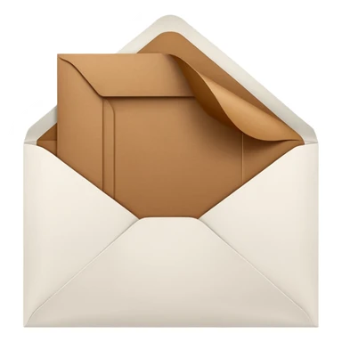 blank greeting card open with brown envelope next to it sticker