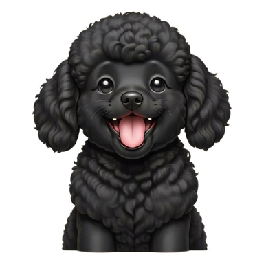 Cinematic Cute Yawning Black Poodle Portrait Emoji, Head tilted slightly with a dramatic, wide-open yawn, displaying a soft, curly jet-black Fur with a refined texture, floppy ears slightly drooping, round dark eyes barely open in drowsy contentment, Simplified yet irresistibly adorable features, highly detailed, glowing with a soft, cozy glow, high shine, relaxed yet expressive, stylized with a touch of whimsy, bright and endearing, soft glowing outline, capturing the essence of a sleepy yet affectionate companion, so drowsy it feels like it could stretch right out of the screen and curl up for a nap! sticker