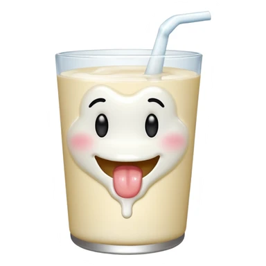 Smiley drooling emoji with milk in mouth sticker