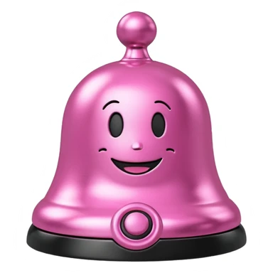 pink call bell with chrome and black base with smiley face on it sticker