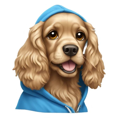 Light cocker spaniel wearing a blue hoodie  sticker