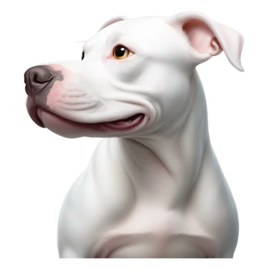 White pitbull riding on top of a white beluga whale sticker
