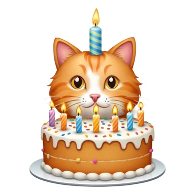 Cat with birthday cake sticker