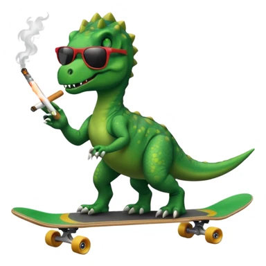 Dinosaur on a skate board smoking and wearing sunglasses sticker