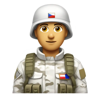 super realistic white soldier with russian flag sticker