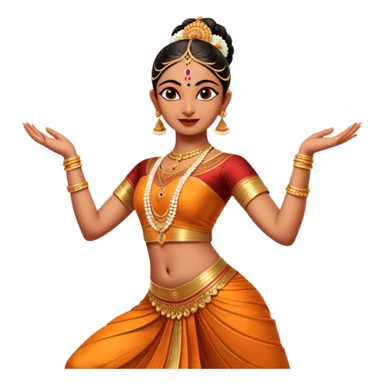 cinematic-realistic-bharatanatyam-dance-emoji,-depicted-as-an-elegant-classical-indian-dance-performance-with-graceful-poses,-intricate-costumes,-and-expressive-hand-gestures,-rendered-with-rich-textures-and-warm-dramatic-lighting, single dancer sticker