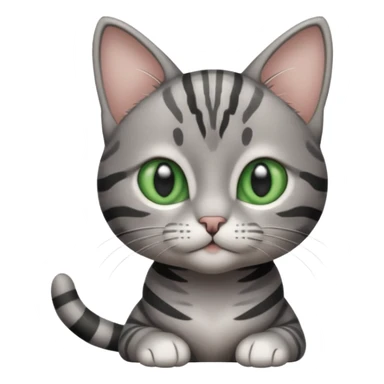 A high-resolution photo-realistic digital illustration of a solid grey tabby cat kitten, chest upward sticker