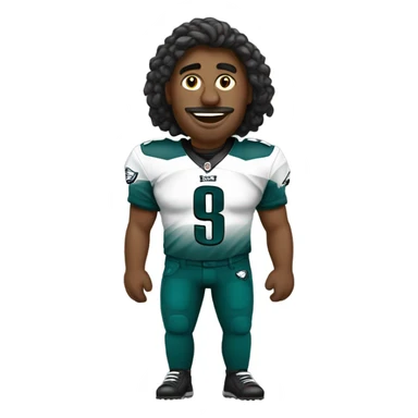 Eagles football fanatic wearing a shirt that says Amigos sticker