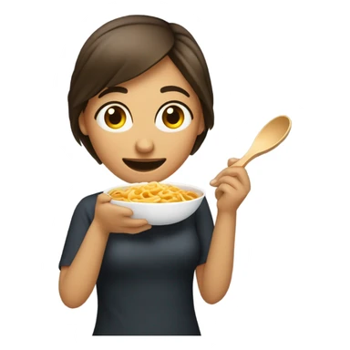 Una mujer de cabellos obscuro comiendo sopa sticker