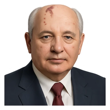 realistic icon of Mikhail Gorbachev, clean and focused, no background sticker
