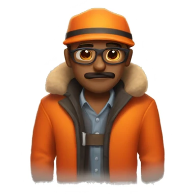 Tf2 Engineer, with a Orange Cap, Brown Mustache, Red Fur Coat, with Orange Sweater Underneath The Coat sticker