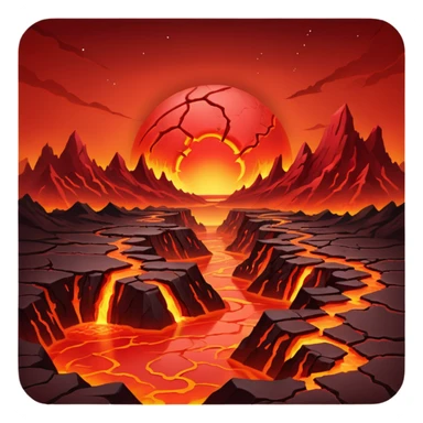 Crimson red planet with fire and cracks sticker