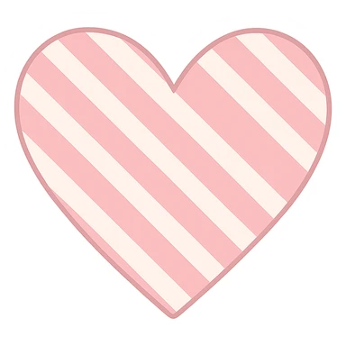 heart with a pink candy stripe pattern, clean digital illustration, no background sticker