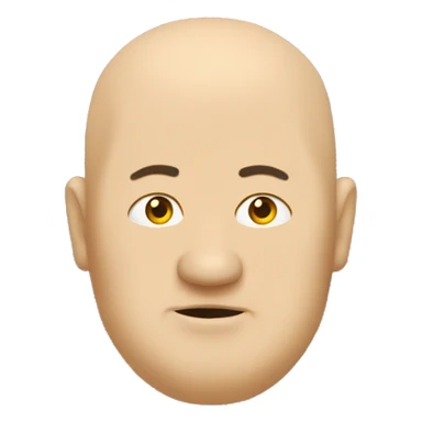 The face of a fat yellow man with no hair on the sides. On the top of his head is a lock of standing hair sticker