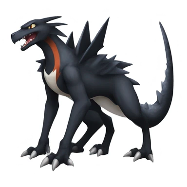 Black Cool Edgy Nargacuga-Garchomp-Houndoom-Sergal Fakémon with Edgy markings,  full body sticker