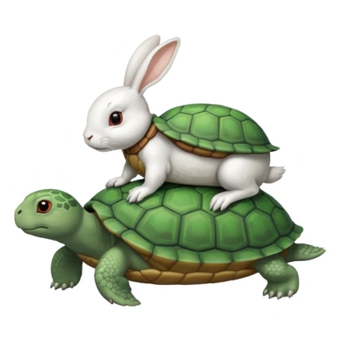 rabbit riding on turtle's back sticker