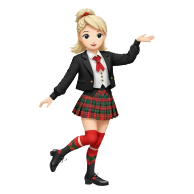 Highland dancing argyle just over the knee socks, blouse, highland dancing jacket, tartan miniskirt and highland dancing shoes sticker