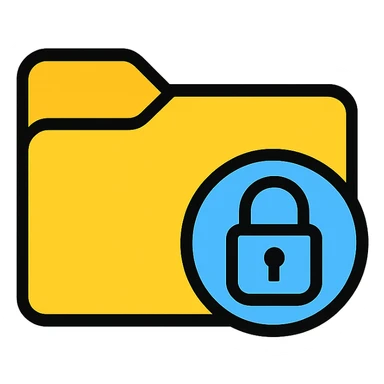 MacBook folder icon with lock symbol, representing security, clean simple style sticker